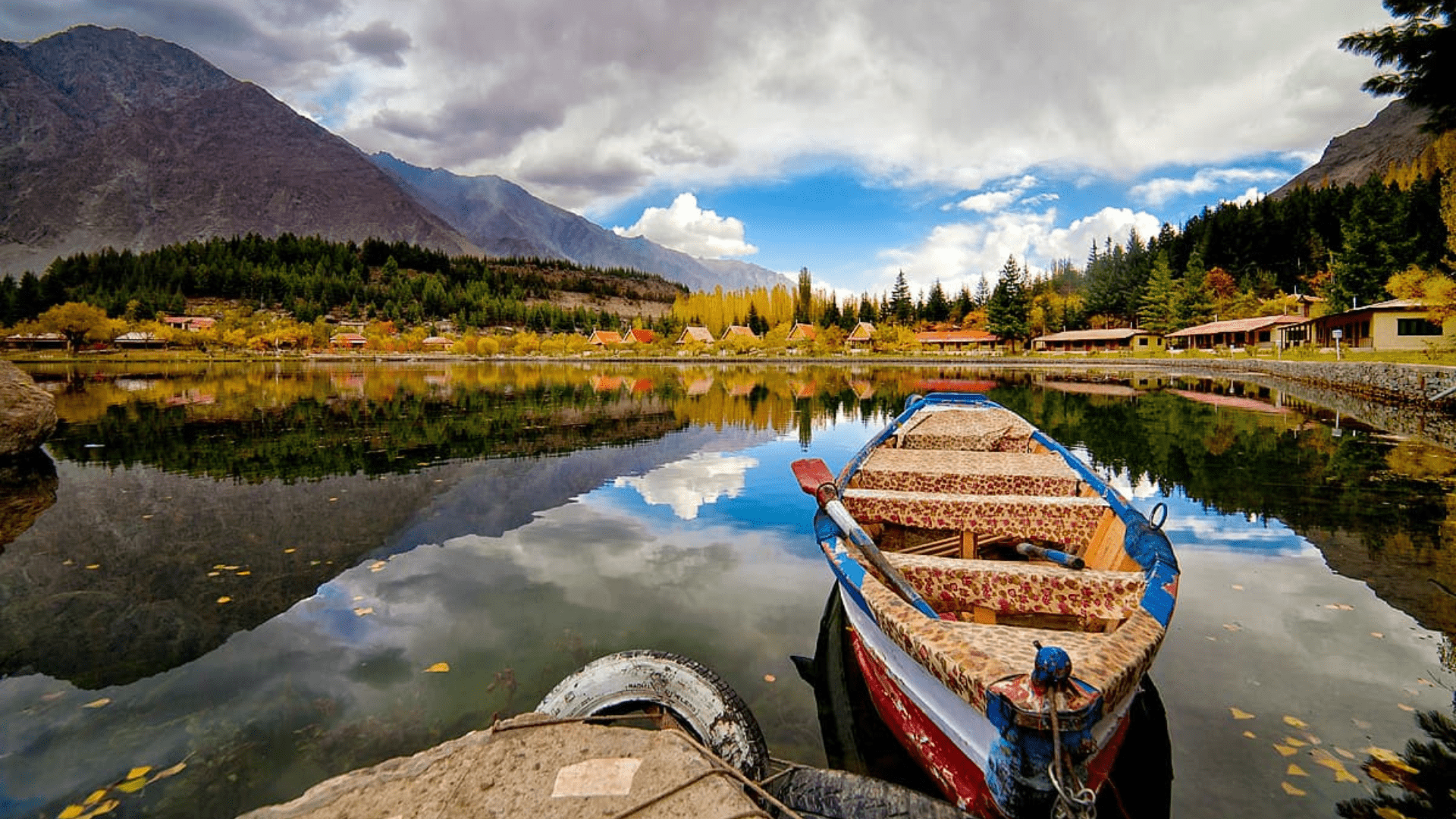 Majestic mountain peaks under a clear blue sky in northern Pakistan.